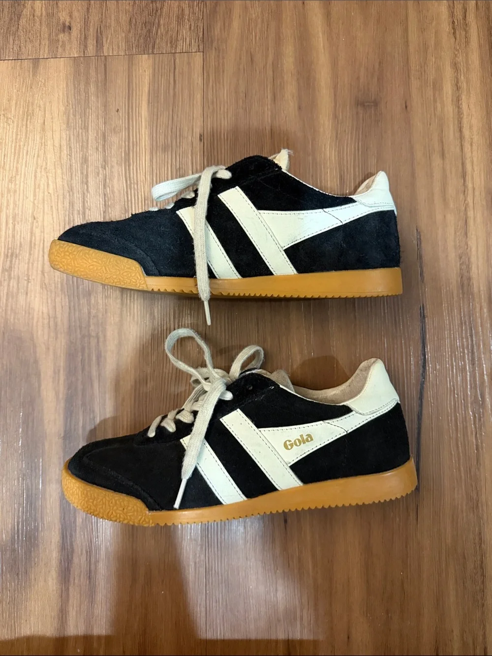 Gola Elan Black Suede Sneakers with Cream Accents